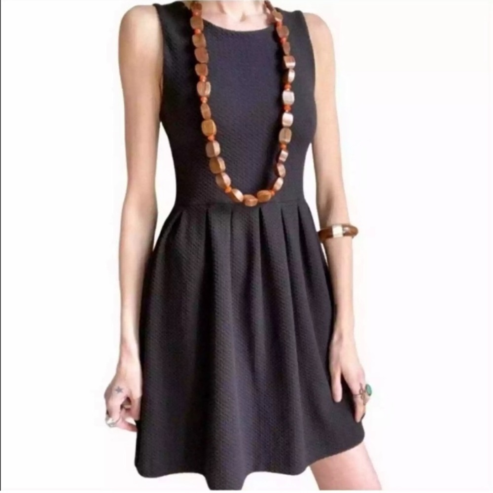 Ganni Noon and Night Textured Fit and Flare Dress Black Size XS
